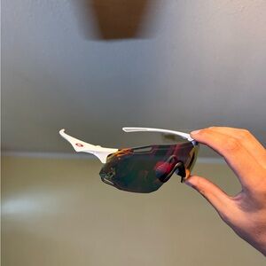 Oakley White Sports Sunglasses with Iridium Lens